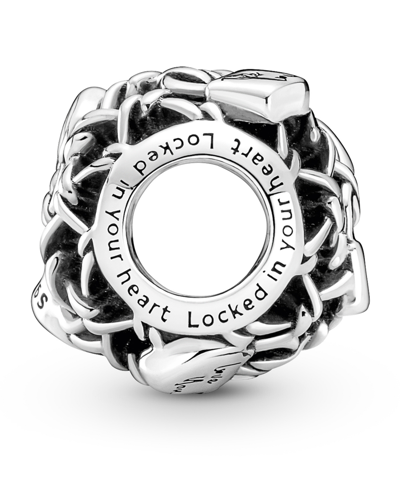 Pandora Sterling Silver Openwork Chain Link Padlock Charm In Silver
