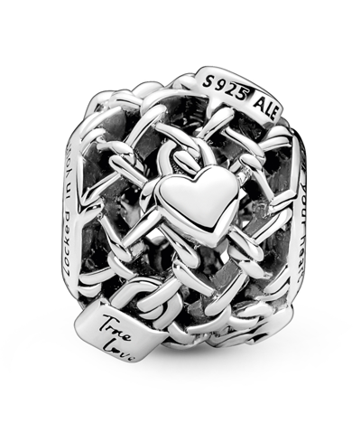 Pandora Sterling Silver Openwork Chain Link Padlock Charm In Silver