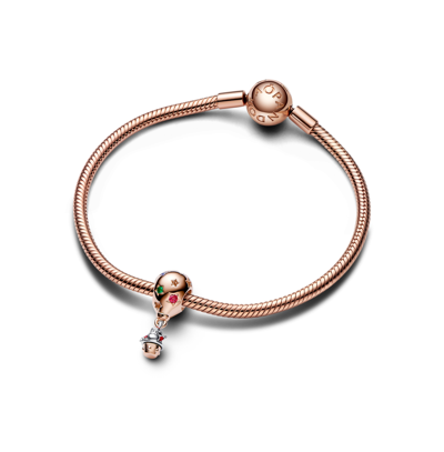 Pandora Cubic Zirconia Two-tone Santa Claus In Hot Air Balloon Charm In Multicolor