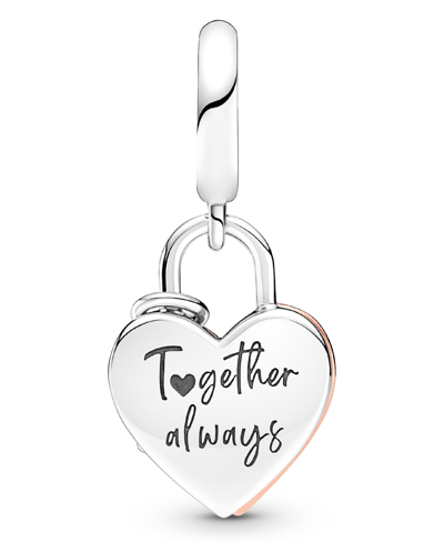 Pandora Cubic Zirconia Heart Padlock Double Dangle Charm In Clear