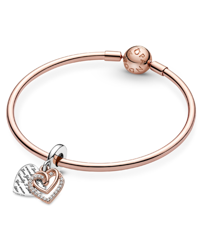 Pandora Cubic Zirconia Entwined Hearts Double Dangle Charm In Clear