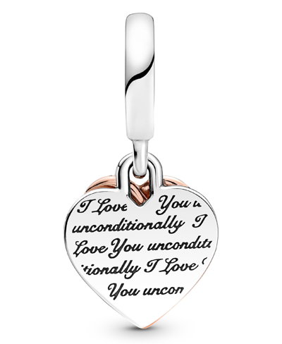 Pandora Cubic Zirconia Entwined Hearts Double Dangle Charm In Clear