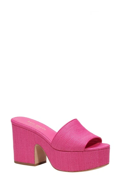 Shop Kate Spade Ibiza Raffia Platform Sandal In Rose Jam