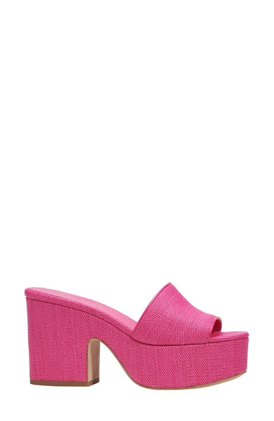 Shop Kate Spade Ibiza Raffia Platform Sandal In Rose Jam