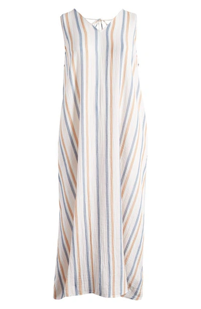 Caslon Sleeveless Tie Back Maxi Dress In Pink Lotus- Tan Napa Stripe