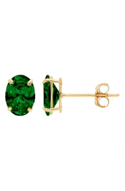 Shop A & M 14k Gold Green Cz Oval Stud Earrings