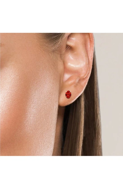 A & M 14k Gold Green Cz Oval Stud Earrings In Red