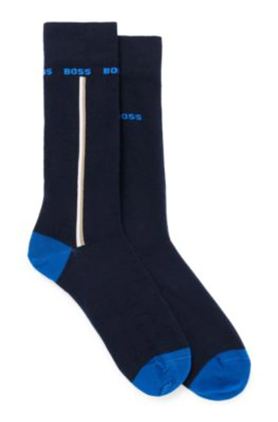 Shop Hugo Boss Two-pack Of Regular-length Socks In Dark Blue