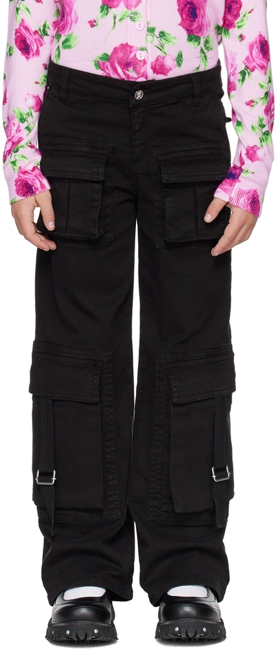 Shop Miss Blumarine Kids Black Garment-dyed Cargo Pants