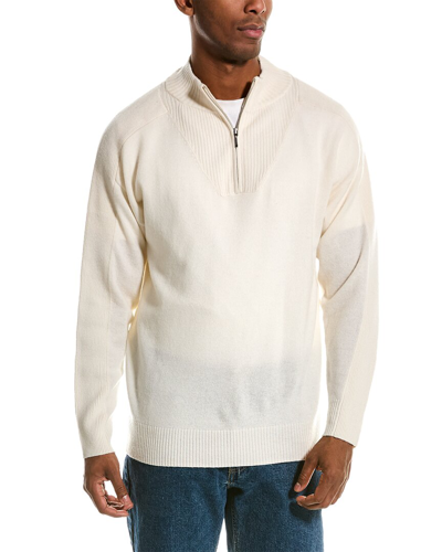 Shop Scott & Scott London Wool & Cashmere-blend 1/4-zip Mock Sweater In White