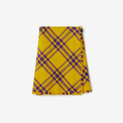 Shop Burberry Check Wool Kilt In Pear