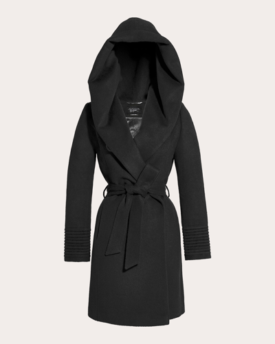 Shop Sentaler Women's Hooded Midi Wrap Coat In Black