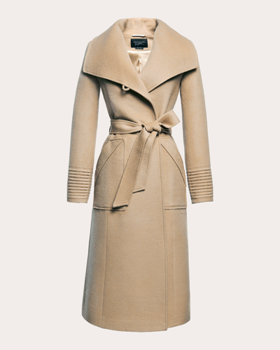 Shop Sentaler Women's Wide-collar Long Wrap Coat In Brown