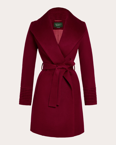 Shop Sentaler Women's Shawl-collar Midi Wrap Coat In Red