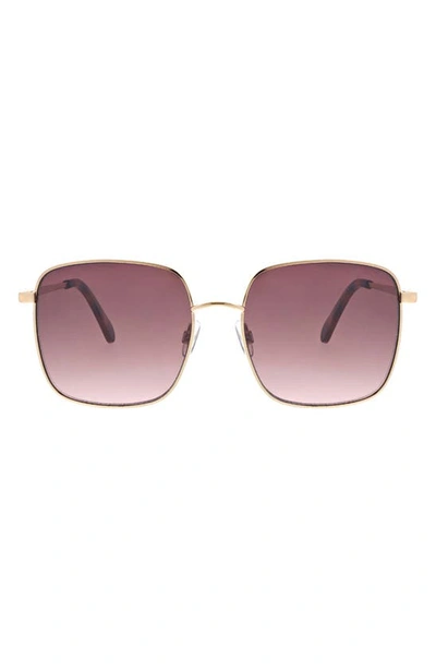 Shop Bcbg 57mm Oversize Metal Frame Sunglasses In Gold/ Purple