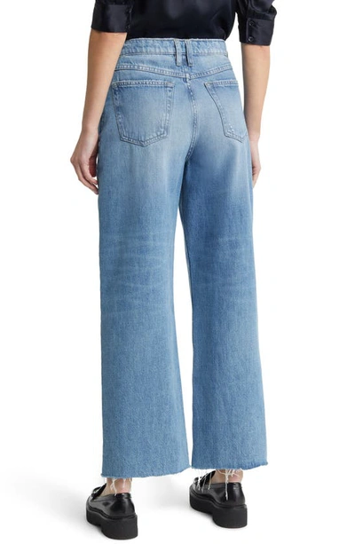 Shop Frame Le High 'n' Tight Raw Hem Crop Wide Leg Jeans In Downpour Rips