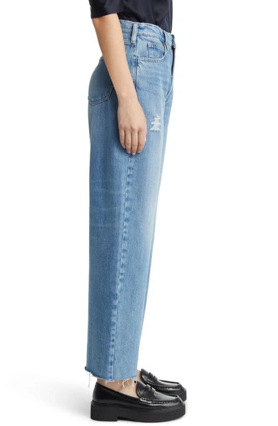 Shop Frame Le High 'n' Tight Raw Hem Crop Wide Leg Jeans In Downpour Rips