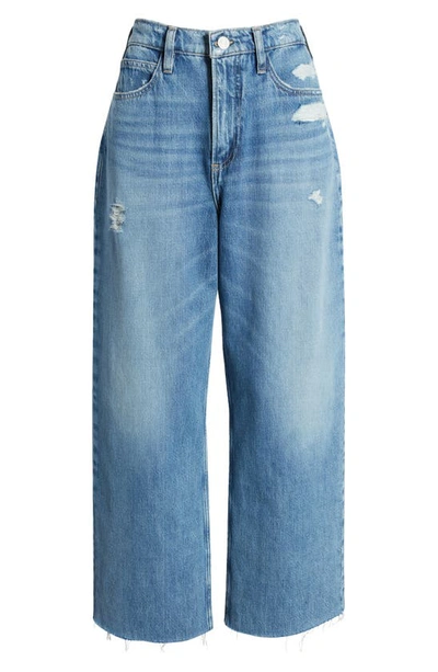 Shop Frame Le High 'n' Tight Raw Hem Crop Wide Leg Jeans In Downpour Rips
