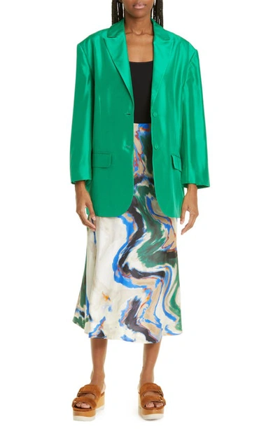 Shop Munthe Jaketta Silk Blazer In Green