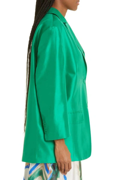 Shop Munthe Jaketta Silk Blazer In Green