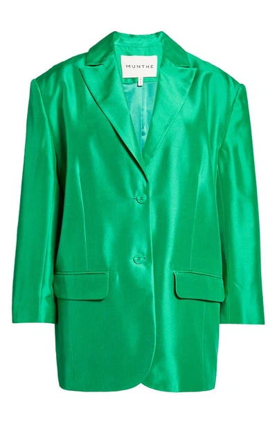 Shop Munthe Jaketta Silk Blazer In Green