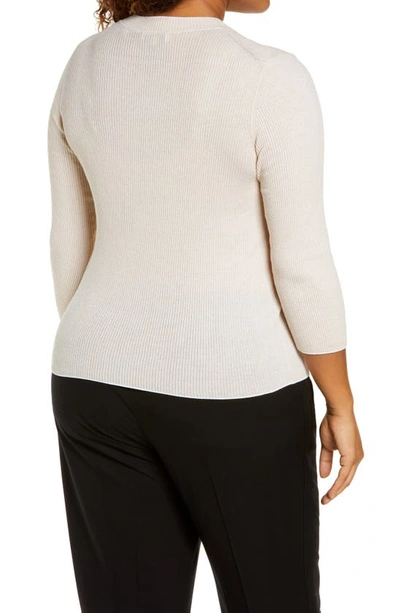Vince Ribbed Cotton Sweater In Optic White/ Peach Clay