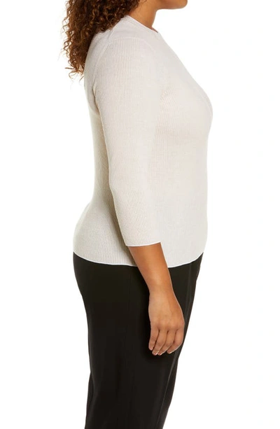 Vince Ribbed Cotton Sweater In Optic White/ Peach Clay