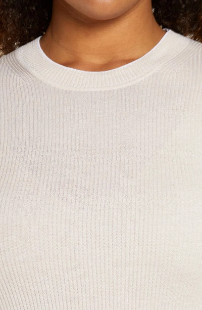 Vince Ribbed Cotton Sweater In Optic White/ Peach Clay