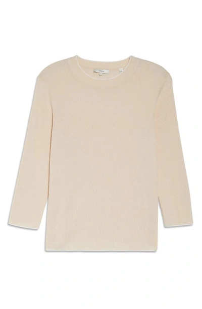 Vince Ribbed Cotton Sweater In Optic White/ Peach Clay