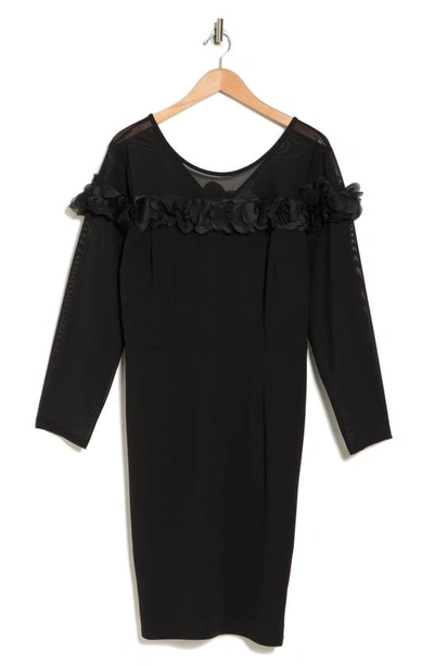 By Design Rosette Long Sleeve Dress In Black