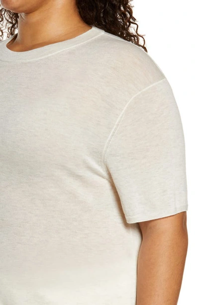 Vince Easy Short Sleeve Wool & Cashmere Blend Sweater In Heather White