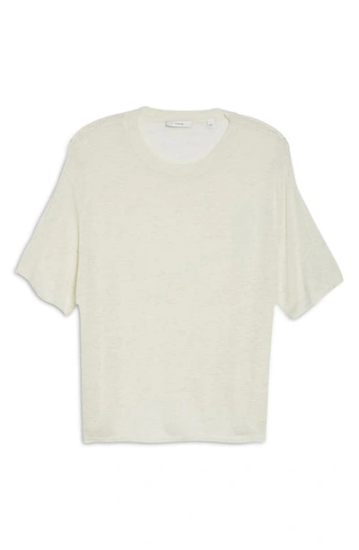 Vince Easy Short Sleeve Wool & Cashmere Blend Sweater In Heather White