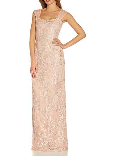 Shop Adrianna Papell Womens Sequined Maxi Evening Dress In Gold