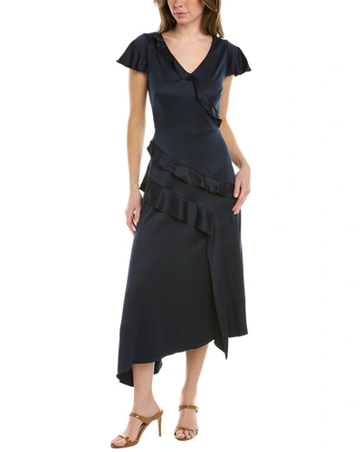 Shop Adrianna Papell Flutter Sleeve Midi Dress In Multi