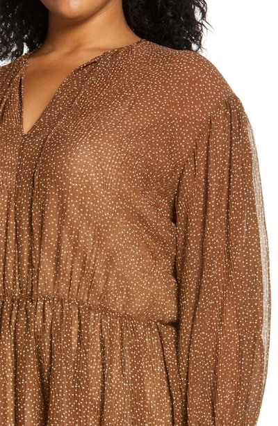 Vince Starry Dot Shirred Long Sleeve Dress In Verona
