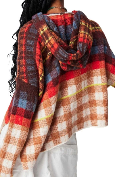 Shop Free People Ainsley Plaid Hooded Poncho In Apple Cider Combo
