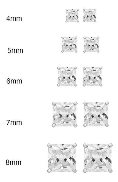 Shop A & M 14k Gold 8mm Square Cz Stud Earrings In Silver
