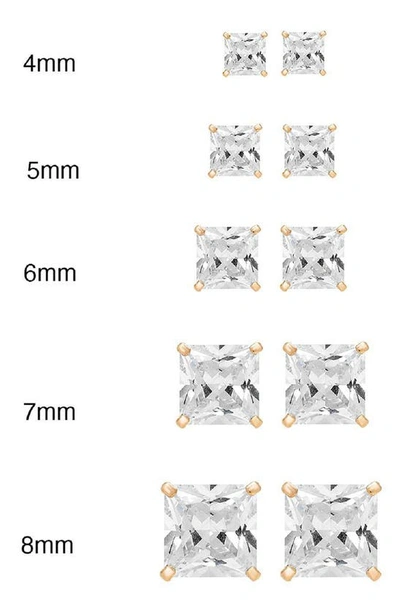 A & M 14k Gold 4mm Square Cz Stud Earrings In Gold