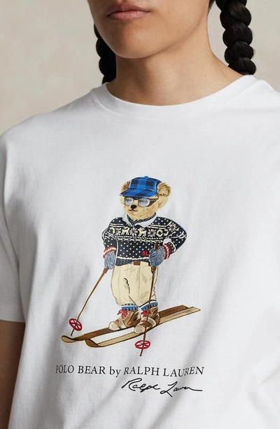 Shop Polo Ralph Lauren Skiing Polo Bear Graphic T-shirt In White Ski Bear