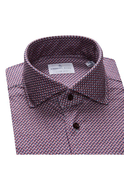Shop Emanuel Berg 4flex Modern Fit Print Knit Button-up Shirt In Medium Red