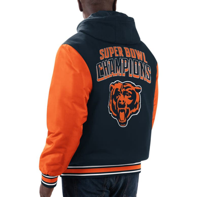 Shop G-iii Sports By Carl Banks Navy/orange Chicago Bears Player Option Full-zip Hoodie