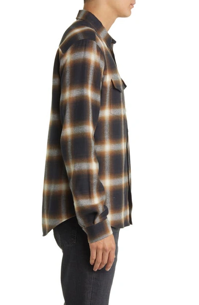 Shop Frame Plaid Brushed Cotton Button-up Shirt In Marron