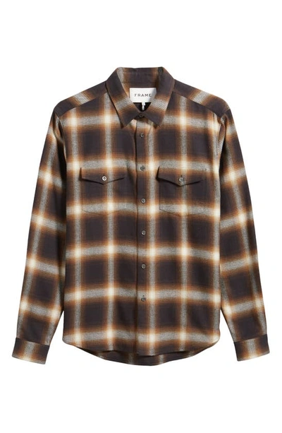 Shop Frame Plaid Brushed Cotton Button-up Shirt In Marron