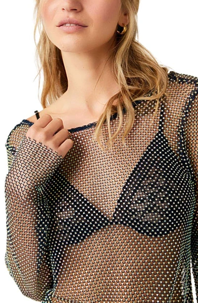 Shop Free People Low Back Stud Mesh Top In Midnight