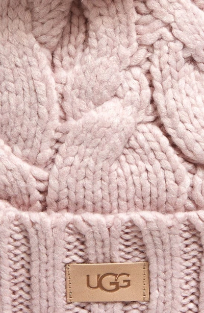 Shop Ugg Cable Knit Pom Beanie In Mauve
