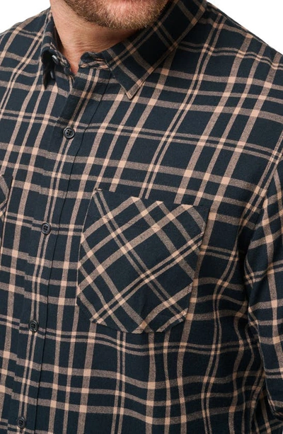 Shop Travismathew Cloud Plaid Flannel Button-up Shirt In Black/ Portabella
