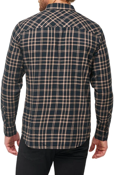 Shop Travismathew Cloud Plaid Flannel Button-up Shirt In Black/ Portabella
