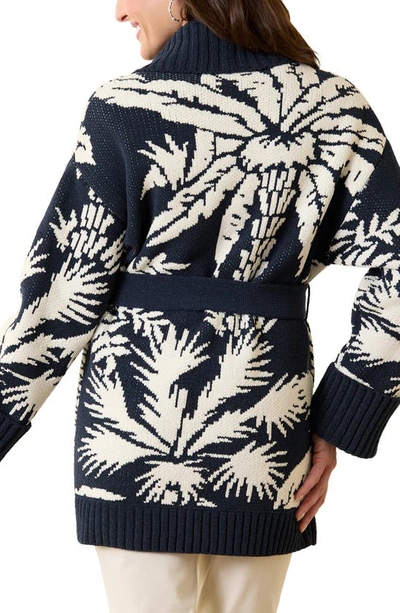 Shop Tommy Bahama Palm Pretty Chenille Belted Cardigan In Mood Sea