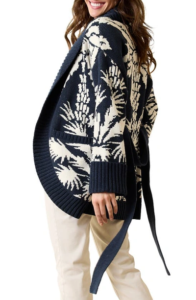 Shop Tommy Bahama Palm Pretty Chenille Belted Cardigan In Mood Sea