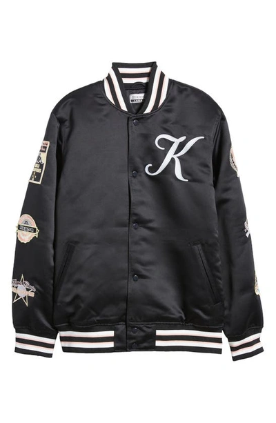 Shop Kappa Jasper Embroidered Logo Patch Bomber Jacket In Jet Black
